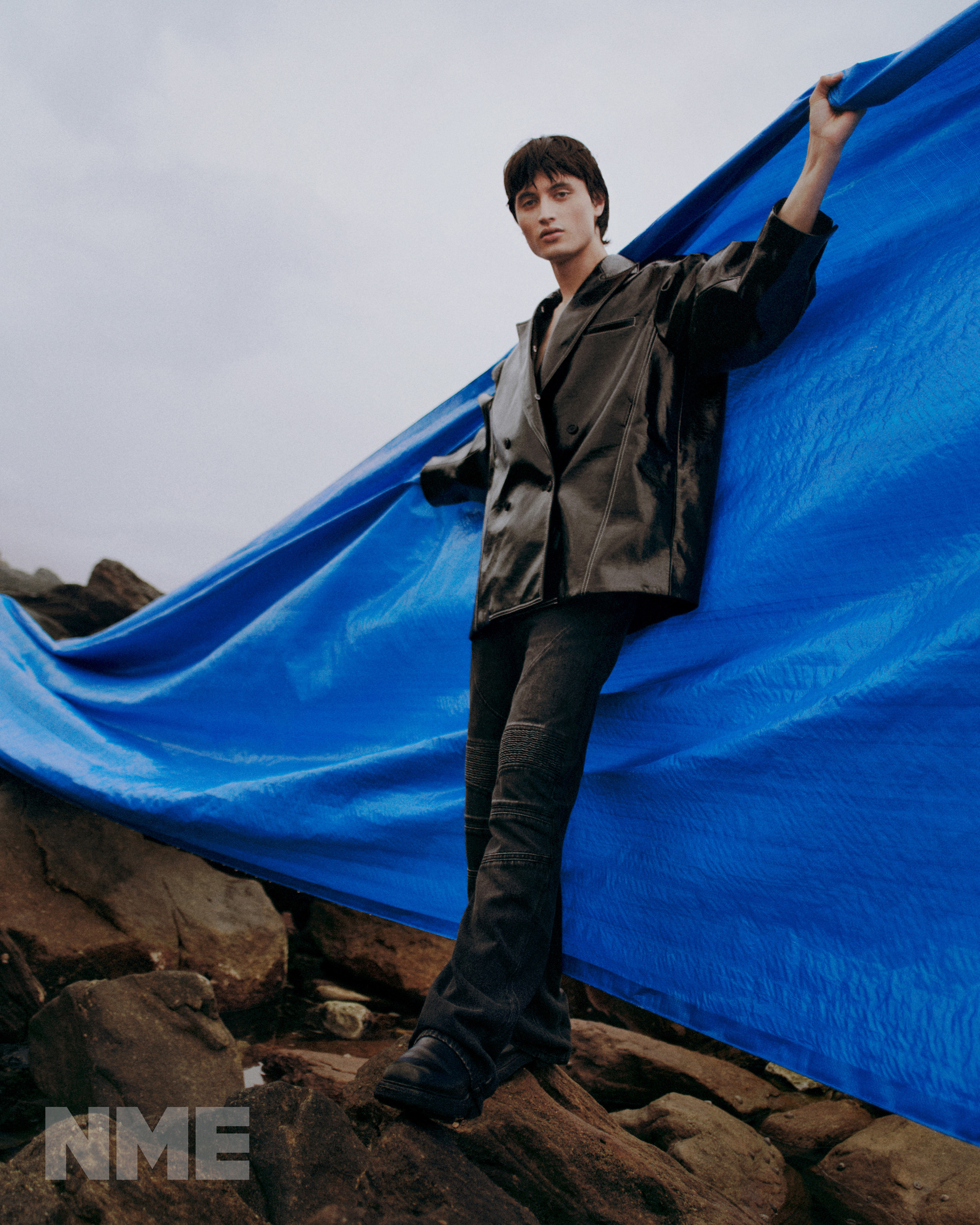 Nick Ward wears a jacket by Kourh, pants by Injury and his own shoes, photo by Dean Podmore